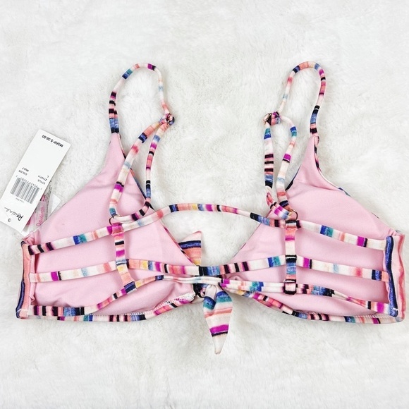 NWT Raisins Tahitian Sun Lola Tie Front Striped Bikini Top - Picture 6 of 7